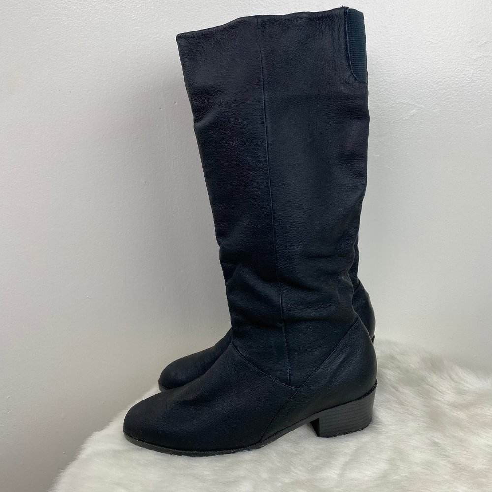 Savida Black Leather Calf Boots 7.5M 1.75" Heel